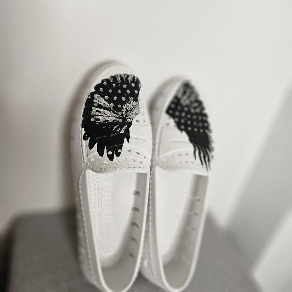 Floafers Hardy M+c Driving Loafers Womens 8 White Slip-On Rubber Country Club - Picture 5 of 11